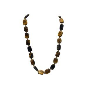 Stauer Polished Tigers Eye Necklace With Gold Accents 20 Inches
